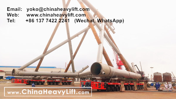 CHINA HEAVY LIFT manufacture 360 axle axle lines SPMT Self-propelled Modular Transporters for SinoTrans for offshore wind power, Concentration tower, Ethylene cracking furnace modules, www.chinaheavylift.com