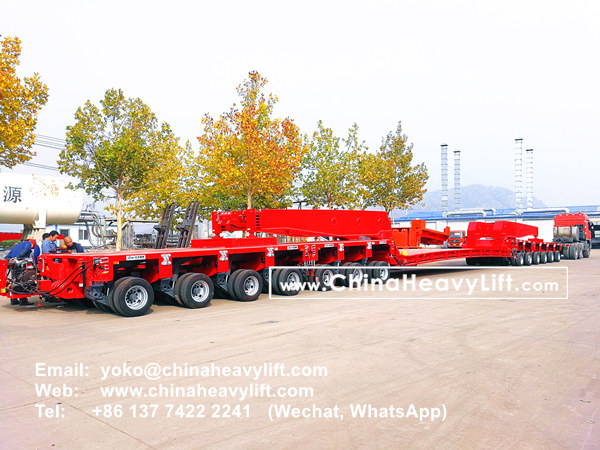 CHINA HEAVY LIFT manufacture 400 ton Drop Deck with girder beam Spread Loading Beam and Gooseneck and modular trailer compatible Goldhofer, www.chinaheavylift.com