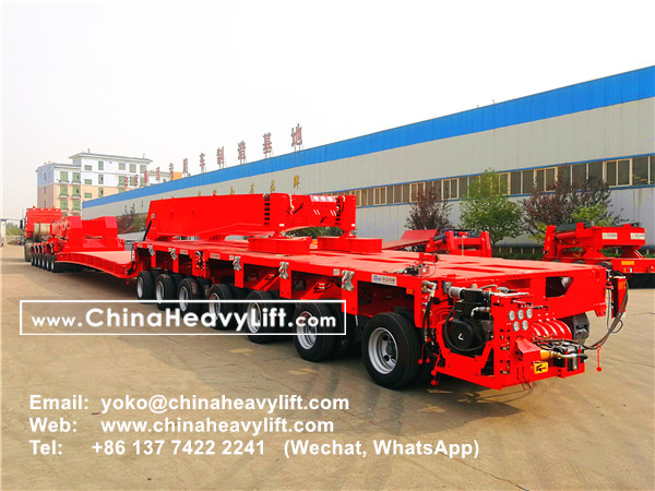 CHINA HEAVY LIFT manufacture 400 ton Drop Deck with girder beam Spread Loading Beam and Gooseneck and modular trailer compatible Goldhofer, www.chinaheavylift.com