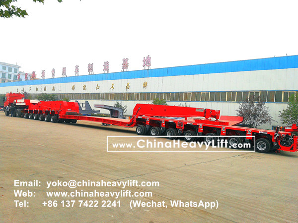 CHINA HEAVY LIFT manufacture 400 ton Drop Deck with girder beam Spread Loading Beam and Gooseneck and modular trailer compatible Goldhofer, www.chinaheavylift.com