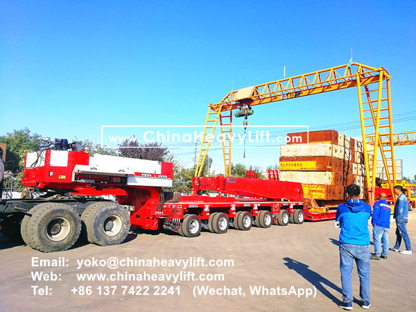 CHINA HEAVY LIFT manufacture 400 ton Drop Deck with girder beam Spread Loading Beam and Gooseneck and modular trailer compatible Goldhofer, www.chinaheavylift.com