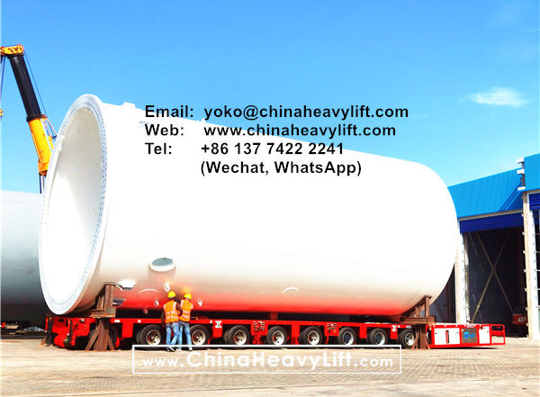 CHINA HEAVY LIFT manufacture 9 axle line SPMT Self propelled modular trailer compatible Goldhofer for Offshore Wind Tower, www.chinaheavylift.com