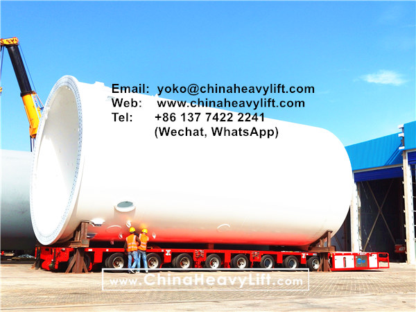 CHINA HEAVY LIFT manufacture 9 axle line SPMT Self propelled modular trailer compatible Goldhofer for Offshore Wind Tower, www.chinaheavylift.com