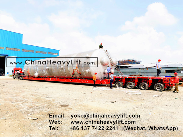 CHINA HEAVY LIFT manufacture Vessel Bridge and Hydraulic Modular Trailers compatible Goldhofer THP/SL and Self-Propelled PST/SL for 28m length with 80 ton weight Giant Tank, www.chinaheavylift.com