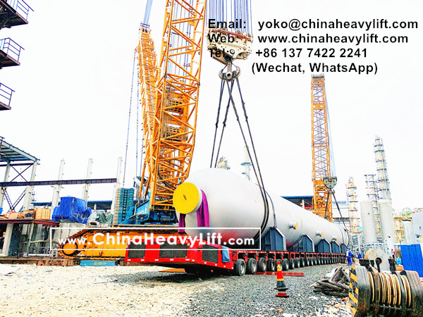 CHINA HEAVY LIFT manufacture Vessel Bridge and Hydraulic Modular Trailers compatible Goldhofer THP/SL and Self-Propelled PST/SL for 28m length with 80 ton weight Giant Tank, www.chinaheavylift.com