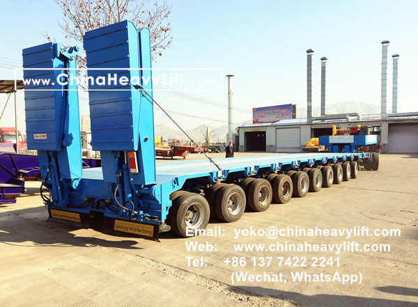 CHINA HEAVY LIFT manufacture 10 axle Extendable 32m length Hydraulic suspension Lowbed Trailer with Hydraulic Ramp for Vietnam, www.chinaheavylift.com