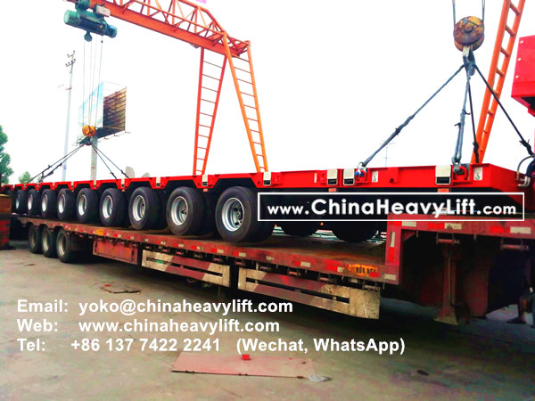 CHINA HEAVY LIFT manufacture 10 axle extendable hydraulic lowbed trailer, ready for delivery to Vietnam wind power project, www.chinaheavylift.com