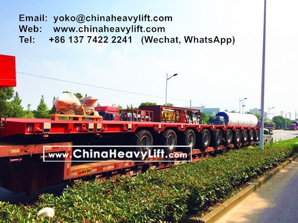 CHINA HEAVY LIFT manufacture 10 axle extendable hydraulic lowbed trailer, ready for delivery to Vietnam wind power project, www.chinaheavylift.com