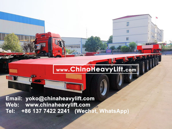 CHINA HEAVY LIFT manufacture 2 units 10 axle Extendable 32m length Hydraulic suspension Lowbed Trailer for Vietnam Wind power project , www.chinaheavylift.com