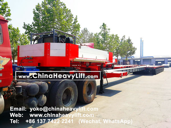 CHINA HEAVY LIFT manufacture 2 units 10 axle Extendable 32m length Hydraulic suspension Lowbed Trailer for Vietnam Wind power project , www.chinaheavylift.com