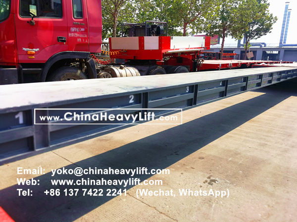 CHINA HEAVY LIFT manufacture 2 units 10 axle Extendable 32m length Hydraulic suspension Lowbed Trailer for Vietnam Wind power project , www.chinaheavylift.com