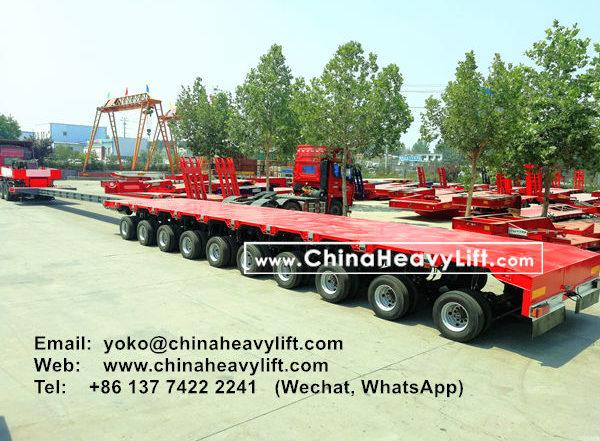 CHINA HEAVY LIFT manufacture 2 units 10 axle Extendable 32m length Hydraulic suspension Lowbed Trailer for Vietnam Wind power project , www.chinaheavylift.com