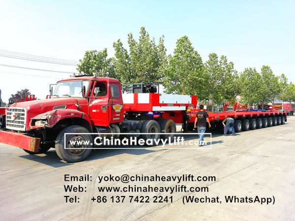 CHINA HEAVY LIFT manufacture 2 units 10 axle Extendable 32m length Hydraulic suspension Lowbed Trailer for Vietnam Wind power project , www.chinaheavylift.com