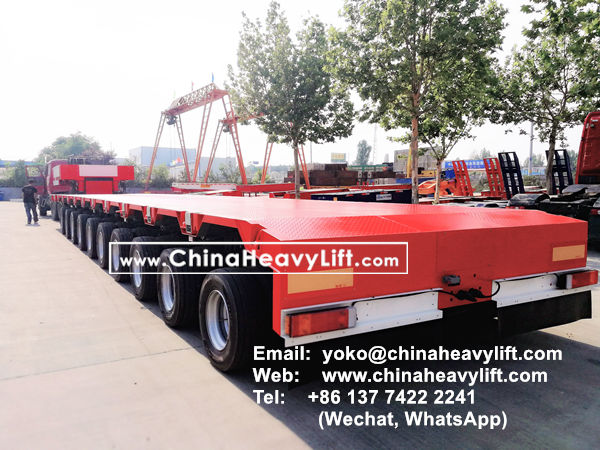 CHINA HEAVY LIFT manufacture 2 units 10 axle Extendable 32m length Hydraulic suspension Lowbed Trailer for Vietnam Wind power project , www.chinaheavylift.com