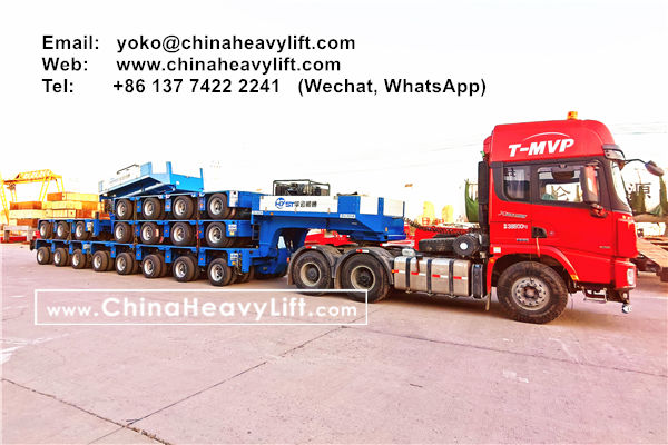 CHINA HEAVY LIFT manufacture hydraulic gooseneck and 19 axle lines heavy duty modular trailers hydraulic multi axles delivery from factory, www.chinaheavylift.com