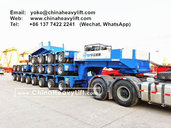 CHINA HEAVY LIFT manufacture hydraulic gooseneck and 19 axle lines heavy duty modular trailers hydraulic multi axles delivery from factory, www.chinaheavylift.com