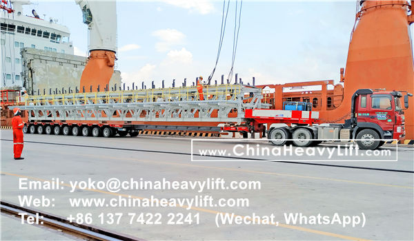 CHINA HEAVY LIFT manufacture 10 axle Extendable Hydraulic Lowbed Trailer for Wind Tower Section transportation in Haiphong Vietnam, www.chinaheavylift.com