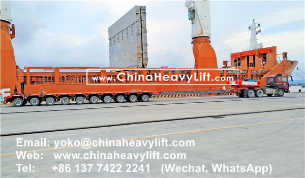 CHINA HEAVY LIFT manufacture 10 axle Extendable Hydraulic Lowbed Trailer for Wind Tower Section transportation in Haiphong Vietnam, www.chinaheavylift.com