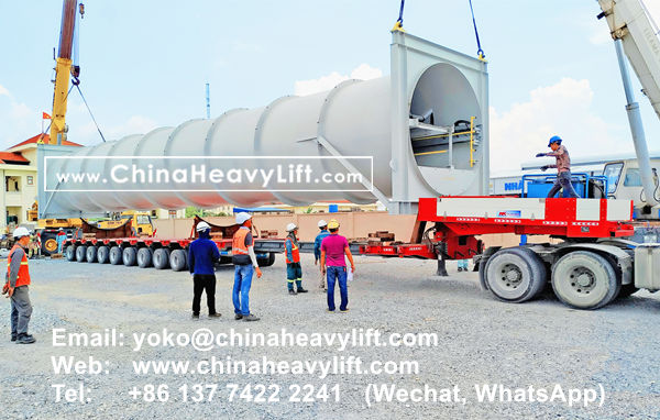 CHINA HEAVY LIFT manufacture 10 axle Extendable Hydraulic Lowbed Trailer for Wind Tower Section transportation in Haiphong Vietnam, www.chinaheavylift.com