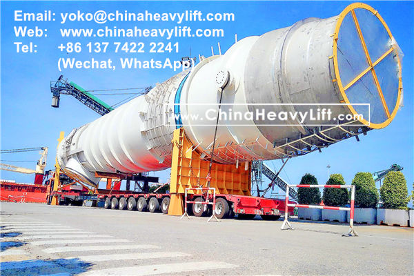 CHINA HEAVY LIFT manufacture 10 axle Hydraulic Lowbed Trailer for Wind Tower Section transportation in Haiphong Vietnam, www.chinaheavylift.com