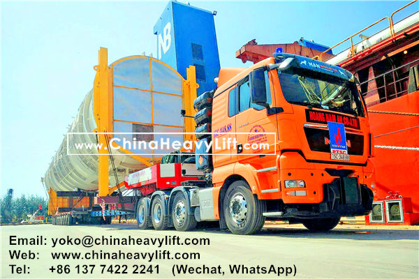 CHINA HEAVY LIFT manufacture 10 axle Hydraulic Lowbed Trailer for Wind Tower Section transportation in Haiphong Vietnam, www.chinaheavylift.com