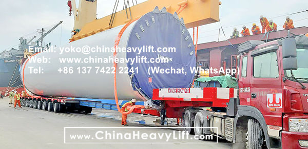 CHINA HEAVY LIFT manufacture 10 axle Hydraulic Lowbed Trailer for Wind Tower Section transportation in Haiphong Vietnam, www.chinaheavylift.com