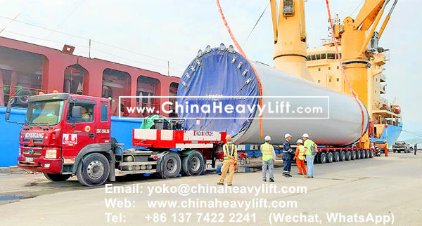 CHINA HEAVY LIFT manufacture 10 axle Hydraulic Lowbed Trailer for Wind Tower Section transportation in Haiphong Vietnam, www.chinaheavylift.com