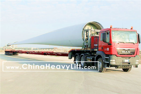 CHINA HEAVY LIFT manufacture Telescopic Extendable wind turbine blade trailer, www.chinaheavylift.com