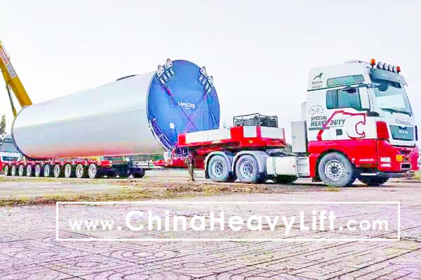 CHINA HEAVY LIFT manufacture telescopic extendable Wind Tower Trailer, www.chinaheavylift.com