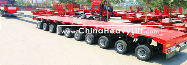 CHINA HEAVY LIFT manufacture 10 axle lowbed trailer, hydraulic suspension, hydraulic steering, hydraulic gooseneck , www.chinaheavylift.com