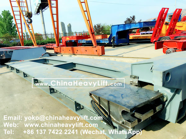 CHINA HEAVY LIFT manufacture 120 ton Drop Deck with Integrated hydraulic jacks and Drive-on deck with climbing ramps, www.chinaheavylift.com