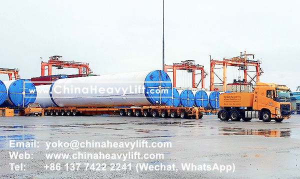 CHINA HEAVY LIFT manufacture 140 axle line Modular Trailer and Drop Deck Spacer wind blade adapter compatible Goldhofer for Thailand, www.chinaheavylift.com