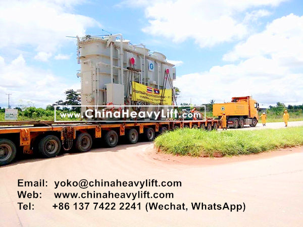 CHINA HEAVY LIFT manufacture 140 axle line Modular Trailer and Drop Deck Spacer wind blade adapter compatible Goldhofer for Thailand, www.chinaheavylift.com