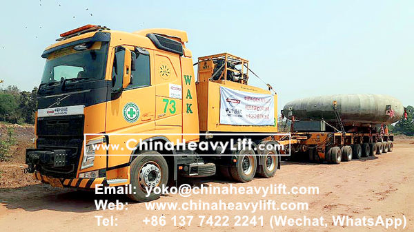 CHINA HEAVY LIFT manufacture 140 axle line Modular Trailer and Drop Deck Spacer wind blade adapter compatible Goldhofer for Thailand, www.chinaheavylift.com