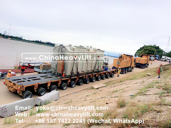 CHINA HEAVY LIFT manufacture 140 axle line Modular Trailer and Drop Deck Spacer wind blade adapter compatible Goldhofer for Thailand, www.chinaheavylift.com