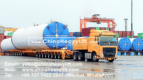 CHINA HEAVY LIFT manufacture 140 axle line Modular Trailer and Drop Deck Spacer wind blade adapter compatible Goldhofer for Thailand, www.chinaheavylift.com