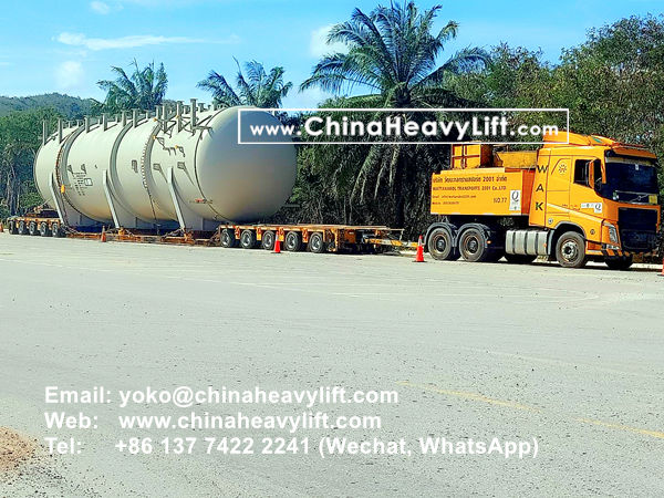 CHINA HEAVY LIFT manufacture 140 axle line Modular Trailer and Drop Deck Spacer wind blade adapter compatible Goldhofer for Thailand, www.chinaheavylift.com