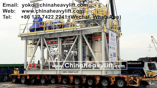 CHINA HEAVY LIFT manufacture 140 axle line Modular Trailer and Drop Deck Spacer wind blade adapter compatible Goldhofer for Thailand, www.chinaheavylift.com