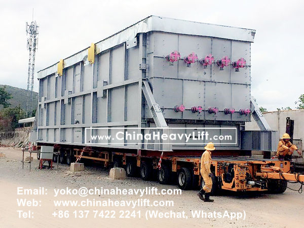 CHINA HEAVY LIFT manufacture 140 axle line Modular Trailer and Drop Deck Spacer wind blade adapter compatible Goldhofer for Thailand, www.chinaheavylift.com