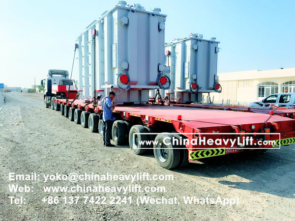 CHINAHEAVYLIFT manufacture 20 axle lines Modular Trailers multi axle and 10 axle extendable hydraulic lowbed trailer to OMAN compatible Goldhofer, www.chinaheavylift.com