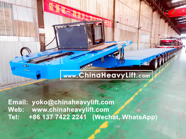 CHINAHEAVYLIFT manufacture 10 axle extendable hydraulic suspension lowbed trailer for wind tower section transportation in Vietnam, www.chinaheavylift.com