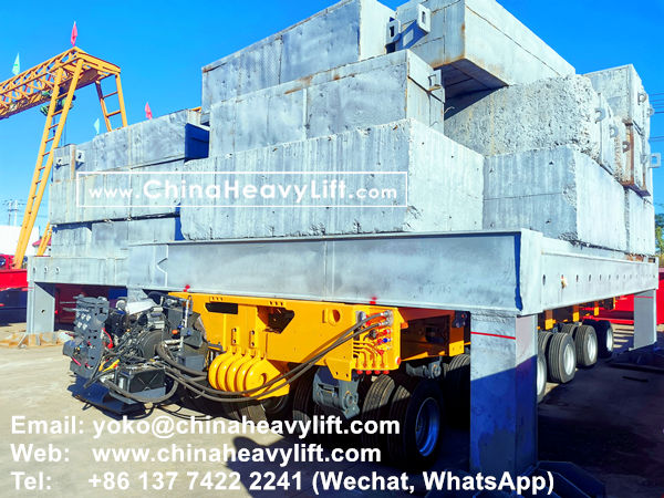 CHINA HEAVY LIFT manufacture 50 axle line modular trailer, extendable Vessel Bridge, Gooseneck, compatible Goldhofer to Manila Philippines, www.chinaheavylift.com