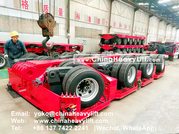 CHINA HEAVY LIFT manufacture 60 axle modular trailer and Gooseneck compatible Goldhofer to Vietnam, www.chinaheavylift.com