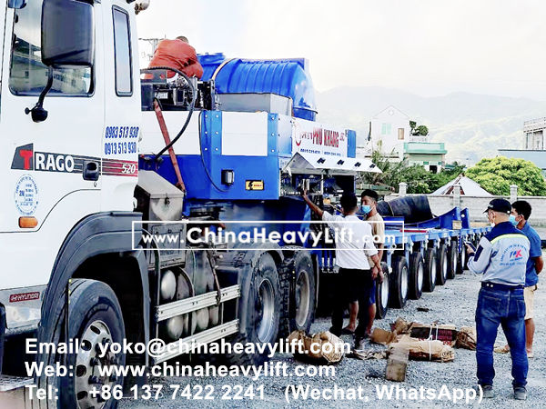 CHINA HEAVY LIFT manufacture gooseneck + 12 axle line modular trailer to Vietnam, compatible Goldhofer THP/SL, www.chinaheavylift.com