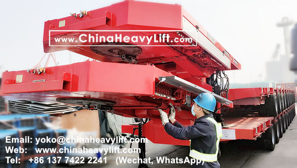 CHINA HEAVY LIFT manufacture 2 units 10 axle Extendable Hydraulic Lowbed Trailer to Haiphong Vietnam, hydraulic suspension, hydraulic steering, hydraulic gooseneck, www.chinaheavylift.com