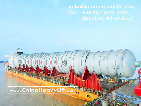 CHINA HEAVY LIFT manufacture 152 axle lines SPMT self propelled modular transporters to transport 4,800 ton Raffinate Tower, www.chinaheavylift.com