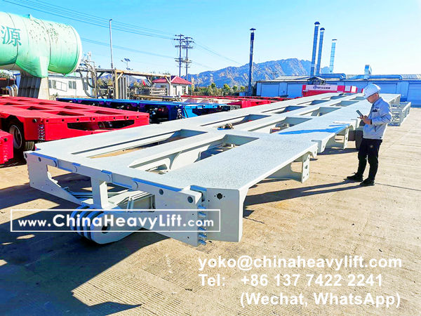 CHINA HEAVY LIFT manufacture 2 units hydraulic gooseneck and 12 axle lines heavy duty modular trailers with 2,450mm wheel base delivery to Brazil South America, www.chinaheavylift.com