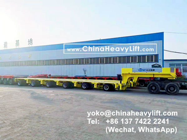 CHINA HEAVY LIFT manufacture 2 units hydraulic gooseneck and 12 axle lines heavy duty modular trailers with 2,450mm wheel base delivery to Brazil South America, www.chinaheavylift.com