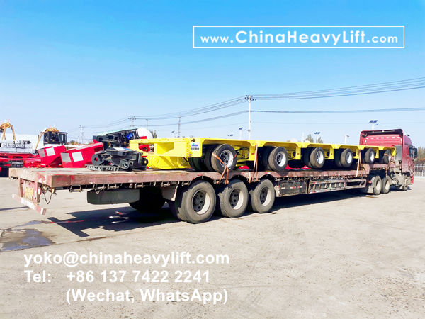 CHINA HEAVY LIFT manufacture 2 units hydraulic gooseneck and 12 axle lines heavy duty modular trailers with 2,450mm wheel base delivery to Brazil South America, www.chinaheavylift.com