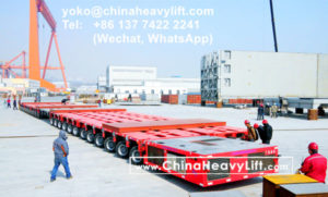 48 axle lines SPMT Self propelled modular trailer side by side for 480 ton giant Linde Cold Box, design compatible Goldhofer SPMT PST/SL